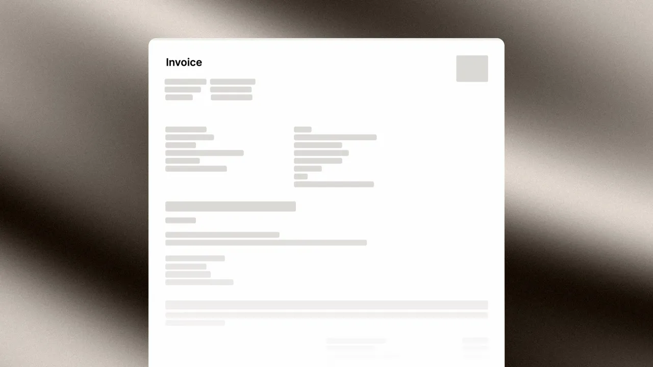 Scanned invoice PDF with non-selectable text rendered as flat gray lines